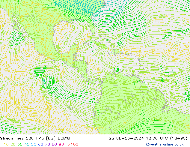 Streamlines 500 hPa ECMWF Sa 08.06.2024 12 UTC