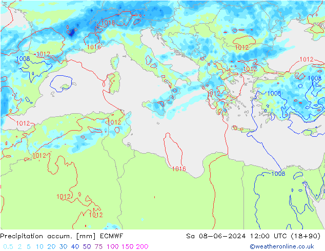 Précipitation accum. ECMWF sam 08.06.2024 12 UTC