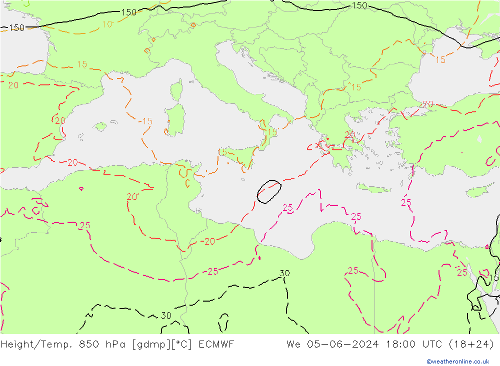 Z500/Regen(+SLP)/Z850 ECMWF wo 05.06.2024 18 UTC