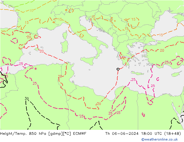 Z500/Rain (+SLP)/Z850 ECMWF Do 06.06.2024 18 UTC