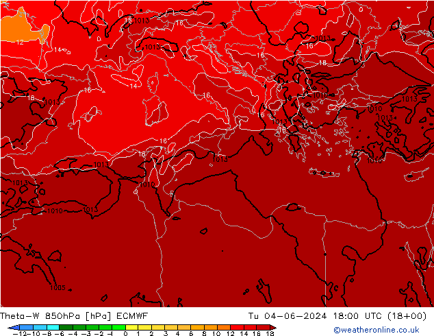 Theta-W 850hPa ECMWF mar 04.06.2024 18 UTC