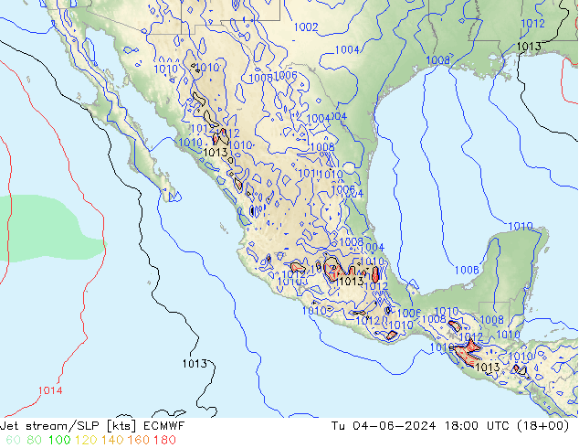 Jet stream/SLP ECMWF Tu 04.06.2024 18 UTC