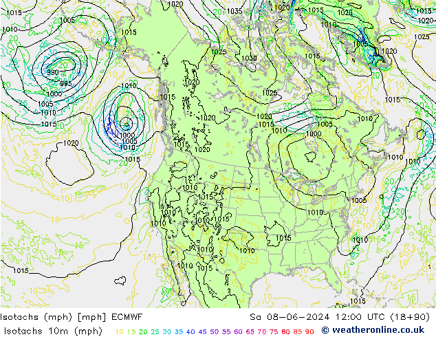 Isotachs (mph) ECMWF So 08.06.2024 12 UTC