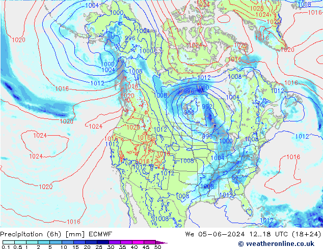 Z500/Yağmur (+YB)/Z850 ECMWF Çar 05.06.2024 18 UTC