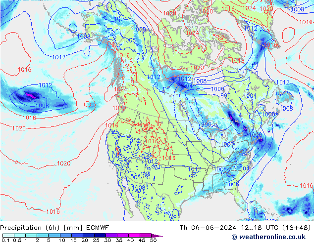 Z500/Rain (+SLP)/Z850 ECMWF gio 06.06.2024 18 UTC