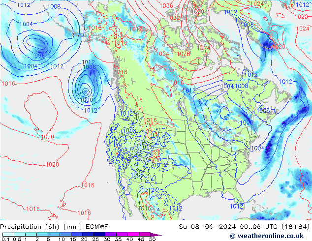 Z500/Rain (+SLP)/Z850 ECMWF Sa 08.06.2024 06 UTC