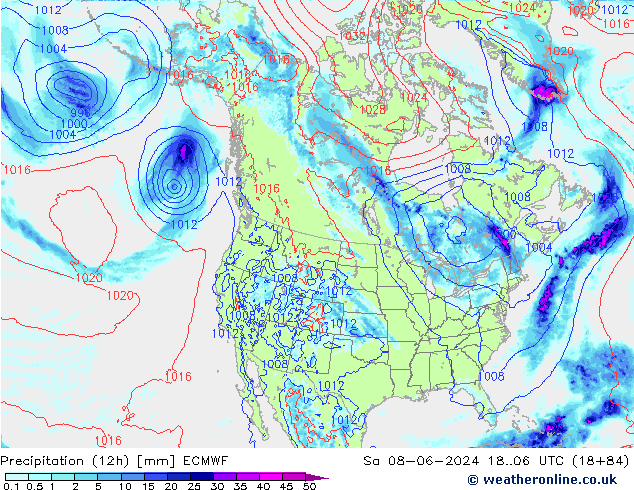 Nied. akkumuliert (12Std) ECMWF Sa 08.06.2024 06 UTC