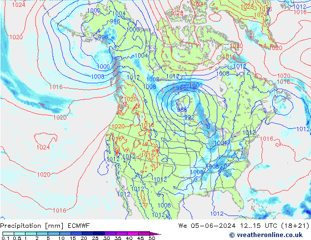 Srážky ECMWF St 05.06.2024 15 UTC