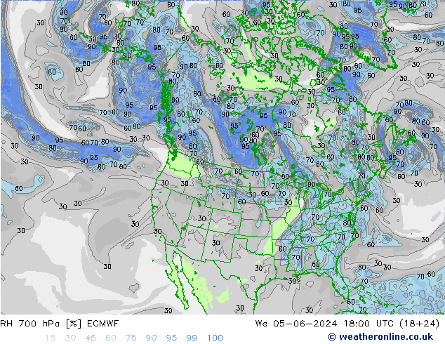 RH 700 hPa ECMWF  05.06.2024 18 UTC