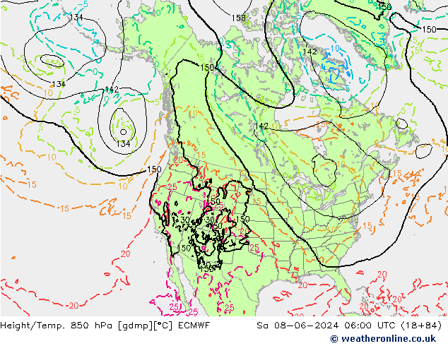 Z500/Rain (+SLP)/Z850 ECMWF Sa 08.06.2024 06 UTC