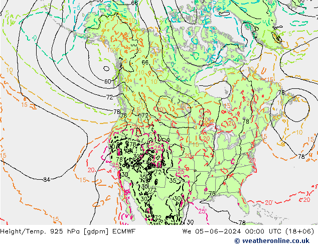 Hoogte/Temp. 925 hPa ECMWF wo 05.06.2024 00 UTC