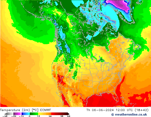 карта температуры ECMWF чт 06.06.2024 12 UTC