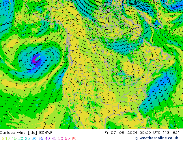 Vento 10 m ECMWF Sex 07.06.2024 09 UTC