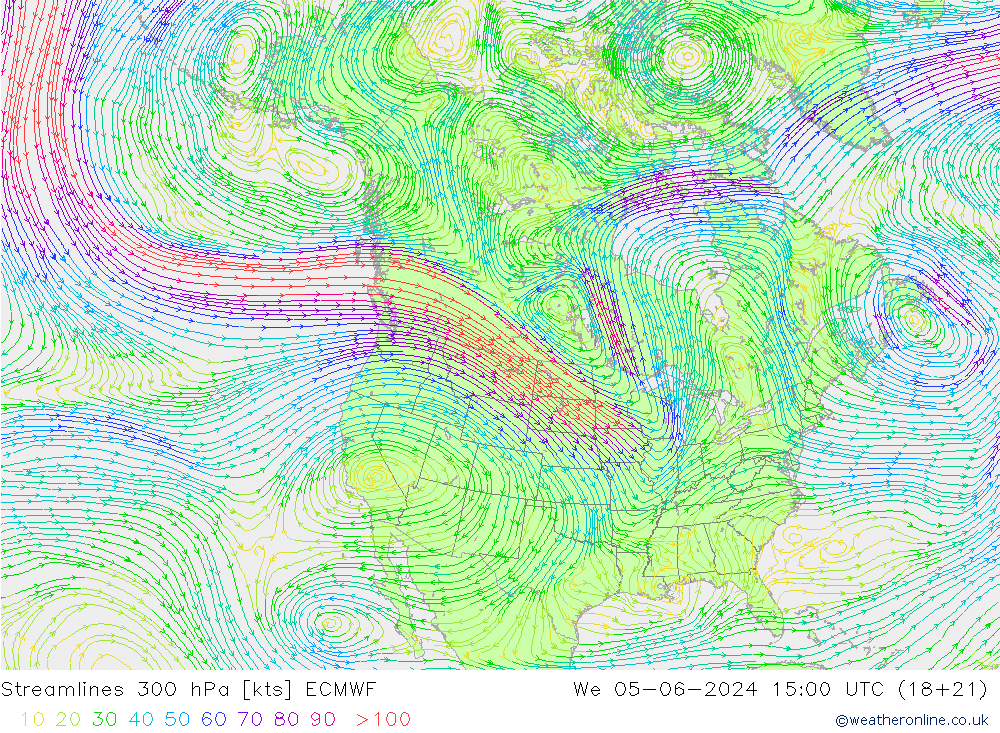 风 300 hPa ECMWF 星期三 05.06.2024 15 UTC
