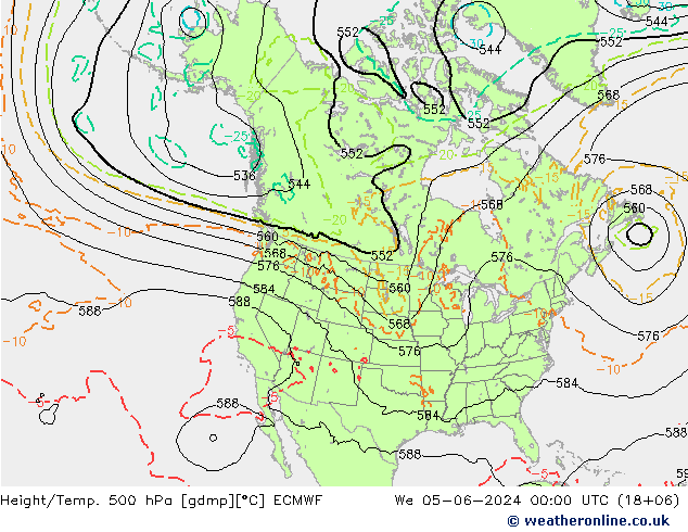 Z500/Rain (+SLP)/Z850 ECMWF mer 05.06.2024 00 UTC