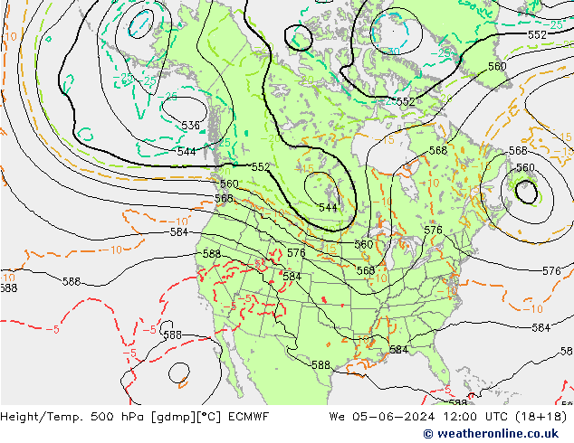 Z500/Regen(+SLP)/Z850 ECMWF wo 05.06.2024 12 UTC