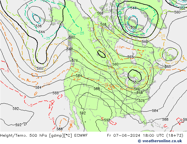 Z500/Rain (+SLP)/Z850 ECMWF ven 07.06.2024 18 UTC