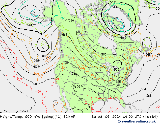 Z500/Rain (+SLP)/Z850 ECMWF Sa 08.06.2024 06 UTC