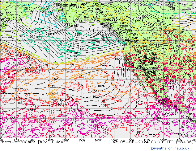 Theta-e 700hPa ECMWF Çar 05.06.2024 00 UTC