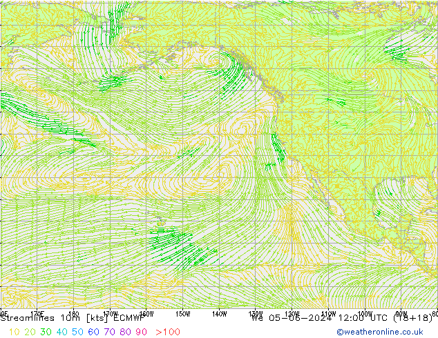 Stroomlijn 10m ECMWF wo 05.06.2024 12 UTC