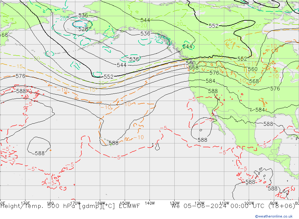 Height/Temp. 500 hPa ECMWF śro. 05.06.2024 00 UTC