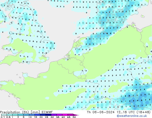 Z500/Rain (+SLP)/Z850 ECMWF чт 06.06.2024 18 UTC