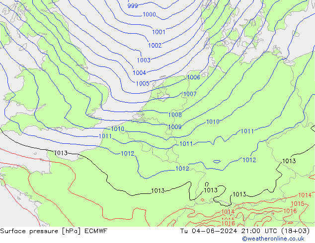 Bodendruck ECMWF Di 04.06.2024 21 UTC