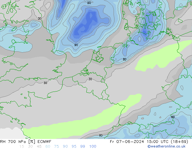 RH 700 hPa ECMWF Sex 07.06.2024 15 UTC