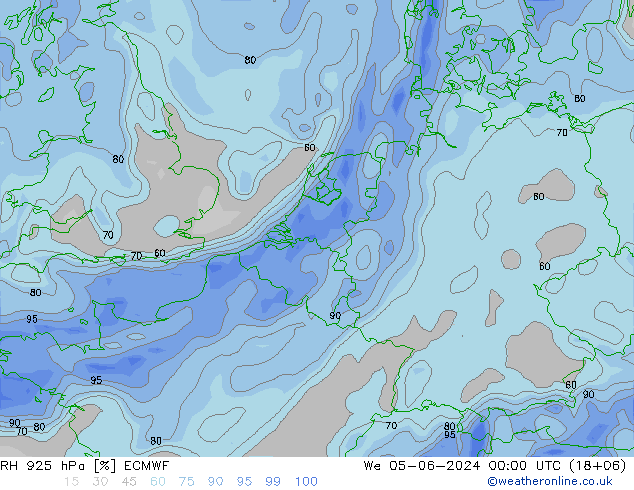 RH 925 hPa ECMWF Qua 05.06.2024 00 UTC