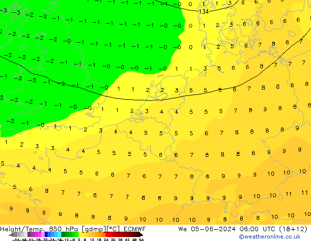 Z500/Rain (+SLP)/Z850 ECMWF mié 05.06.2024 06 UTC