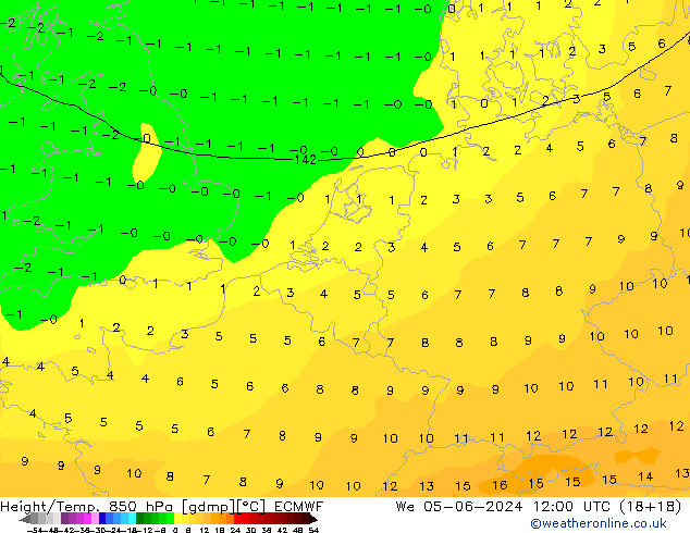 Z500/Rain (+SLP)/Z850 ECMWF St 05.06.2024 12 UTC