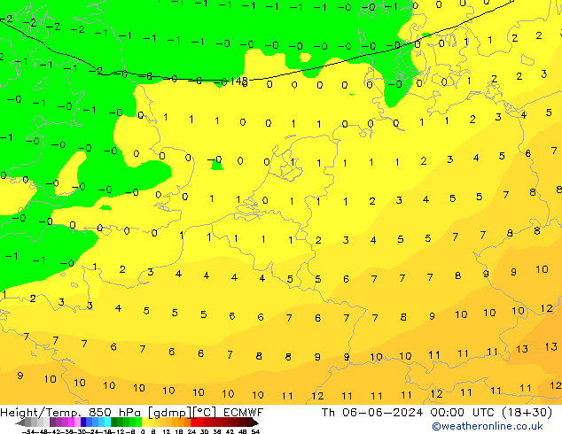 Z500/Rain (+SLP)/Z850 ECMWF gio 06.06.2024 00 UTC