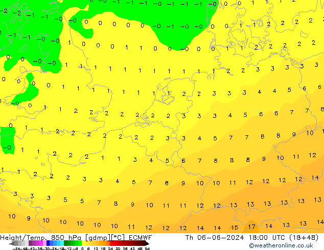 Z500/Rain (+SLP)/Z850 ECMWF чт 06.06.2024 18 UTC