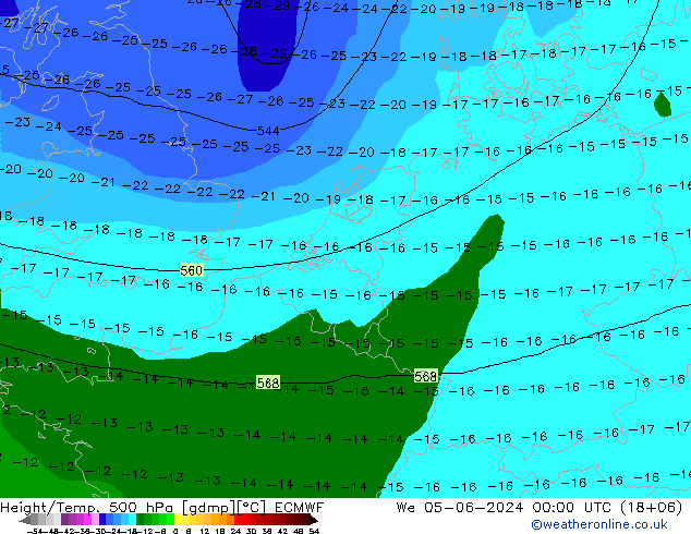 Z500/Rain (+SLP)/Z850 ECMWF Mi 05.06.2024 00 UTC