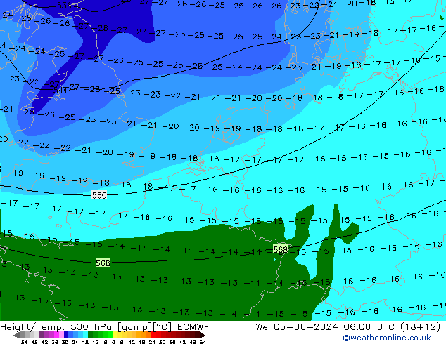 Z500/Rain (+SLP)/Z850 ECMWF mié 05.06.2024 06 UTC