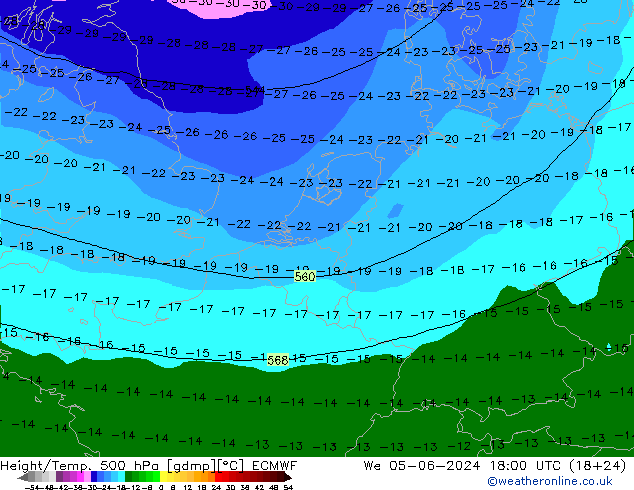 Z500/Rain (+SLP)/Z850 ECMWF ср 05.06.2024 18 UTC