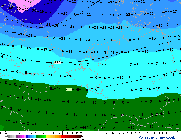 Z500/Rain (+SLP)/Z850 ECMWF Sa 08.06.2024 06 UTC