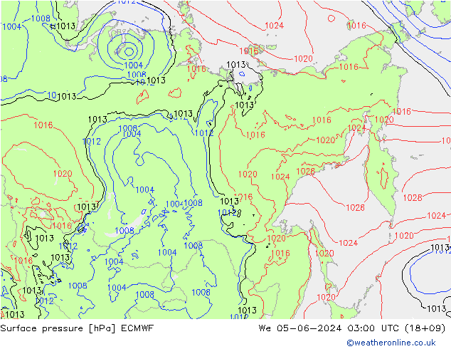 приземное давление ECMWF ср 05.06.2024 03 UTC