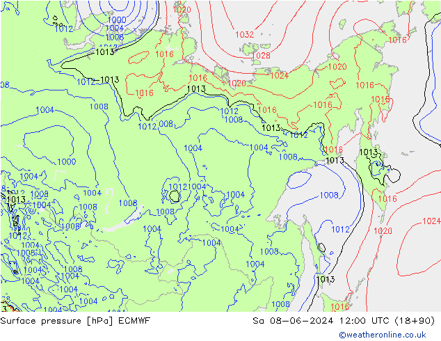 pressão do solo ECMWF Sáb 08.06.2024 12 UTC