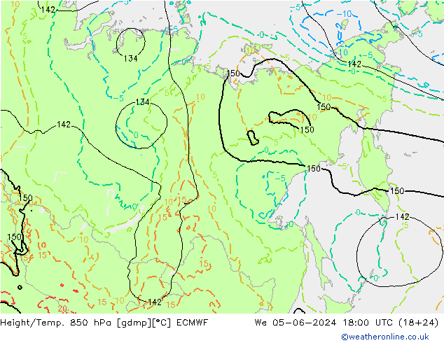 Height/Temp. 850 hPa ECMWF We 05.06.2024 18 UTC