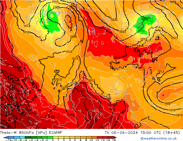 Theta-W 850hPa ECMWF do 06.06.2024 15 UTC