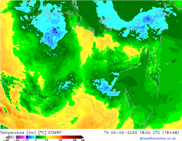 Temperature (2m) ECMWF Čt 06.06.2024 18 UTC