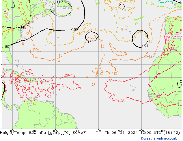 Z500/Rain (+SLP)/Z850 ECMWF Čt 06.06.2024 12 UTC