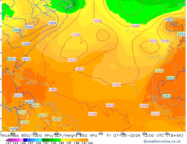 Schichtdicke 850-1000 hPa ECMWF Fr 07.06.2024 12 UTC