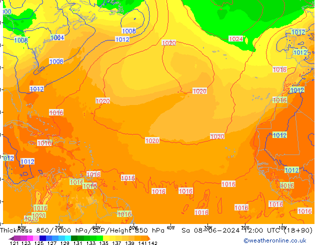 Thck 850-1000 hPa ECMWF So 08.06.2024 12 UTC