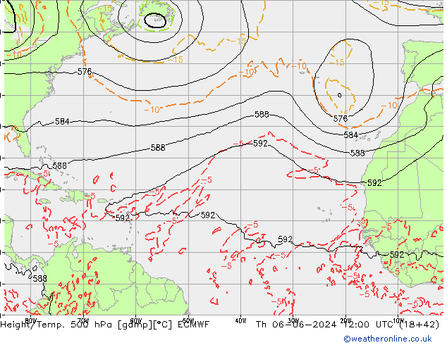 Z500/Rain (+SLP)/Z850 ECMWF Čt 06.06.2024 12 UTC