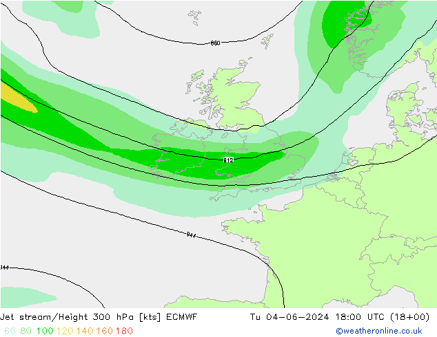 Straalstroom ECMWF di 04.06.2024 18 UTC