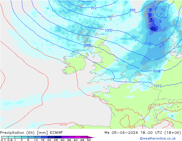 Z500/Yağmur (+YB)/Z850 ECMWF Çar 05.06.2024 00 UTC