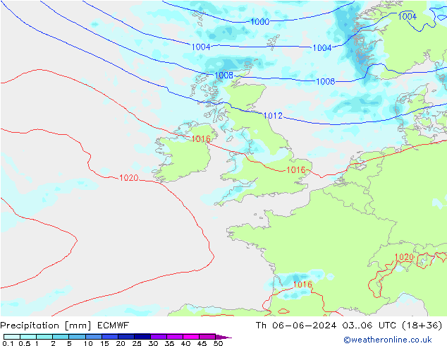 Srážky ECMWF Čt 06.06.2024 06 UTC