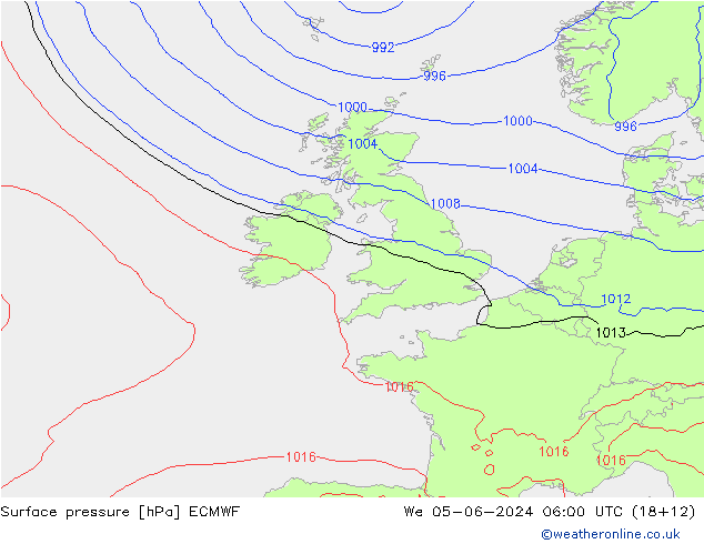 Surface pressure ECMWF We 05.06.2024 06 UTC